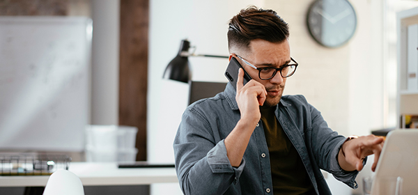 Project manager on phone